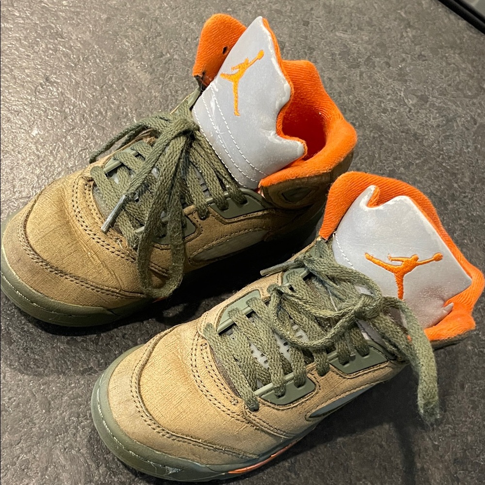 Nike Kids Olive and Orange Sneakers
